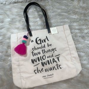 Canvas Tote with PomPom Accessory